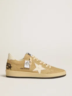 Clearance Golden Goose Ball Star com cristais Swarovski dourados com estrela de couro branco leite Cabedal de microcristais Swarovski dourados