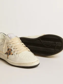 Cheap Golden Goose Ball Star com estrela com estampa de leopardo e talão com cristais Swarovski Cor: branco