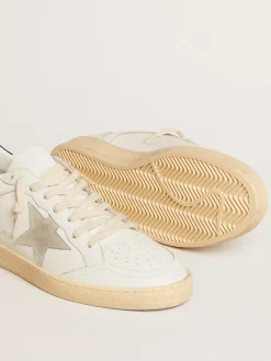 Discount Golden Goose Ball Star com estrela de suede gelo e talão de couro azul Cor: branco