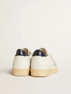 Discount Golden Goose Ball Star com estrela de suede gelo e talão de couro azul Cor: branco