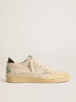 Outlet Golden Goose Ball Star com estrela de cor de lona baunilha e talão de couro Cabedal de lona cor de baunilha