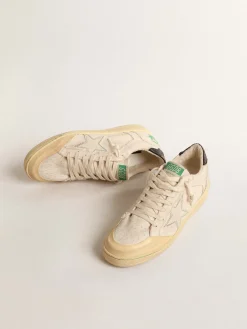 Outlet Golden Goose Ball Star com estrela de cor de lona baunilha e talão de couro Cabedal de lona cor de baunilha