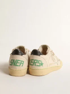 Outlet Golden Goose Ball Star com estrela de cor de lona baunilha e talão de couro Cabedal de lona cor de baunilha