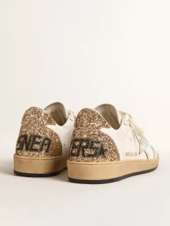Online Golden Goose Ball Star com estrela de couro metálico e talão de glitter Cor: branco