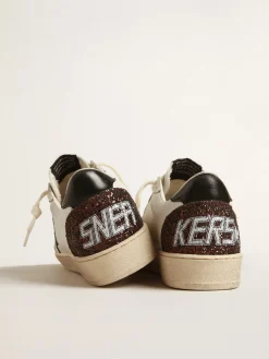 New Golden Goose Ball Star de napa com estrela de glitter e talão de napa preta Cabedal de napa branca