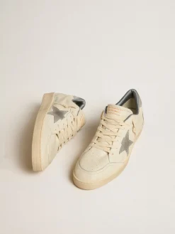Flash Sale Golden Goose Ball Star de napa com estrela e talão de suede cinza Cabedal de napa branco sujo