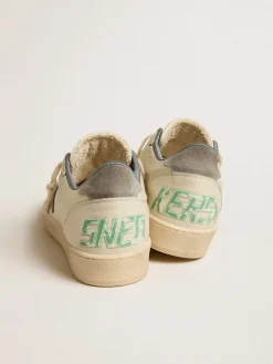 Flash Sale Golden Goose Ball Star de napa com estrela e talão de suede cinza Cabedal de napa branco sujo