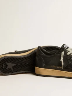Cheap Golden Goose Ball Star de napa preta com estrela de suede e talão de napa preta Cabedal de napa preta