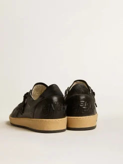 Best Sale Golden Goose Ball Star de napa preta com estrela de glitter preto e talão de suede Cabedal de napa preta