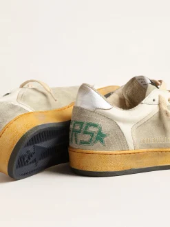 Cheap Golden Goose Ball Star de suede cinza com estrela vermelha e talão prateado Cabedal de suede cinza gelo