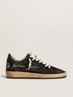Sale Golden Goose Ball Star de tela preta com estrela de suede preto Cabedal de tela preta