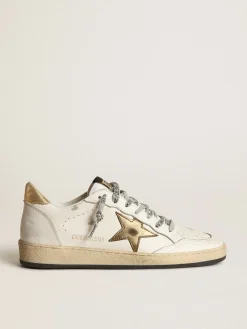 Hot Golden Goose Ball Star feminino com estrela e talão dourados Cabedal: 92% couro bovino, 8% poliamida