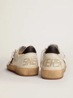 Cheap Golden Goose Ball Star feminino com estrela de couro cavalinho leopardo e talão preto Cabedal de napa branca