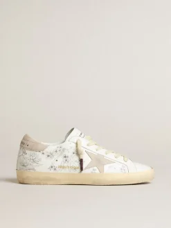 Best Golden Goose Ball Star Feminino LTD CNY de couro branco com frases no cabedal Cabedal de couro branco