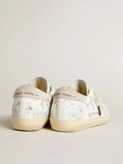 Best Golden Goose Ball Star Feminino LTD CNY de couro branco com frases no cabedal Cabedal de couro branco