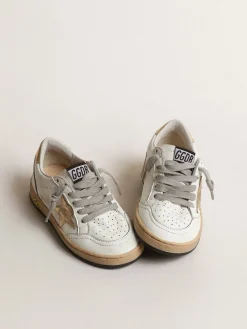 Best Golden Goose Ball Star Junior com estrela e talão de couro metálico dourado Cabedal de napa branca