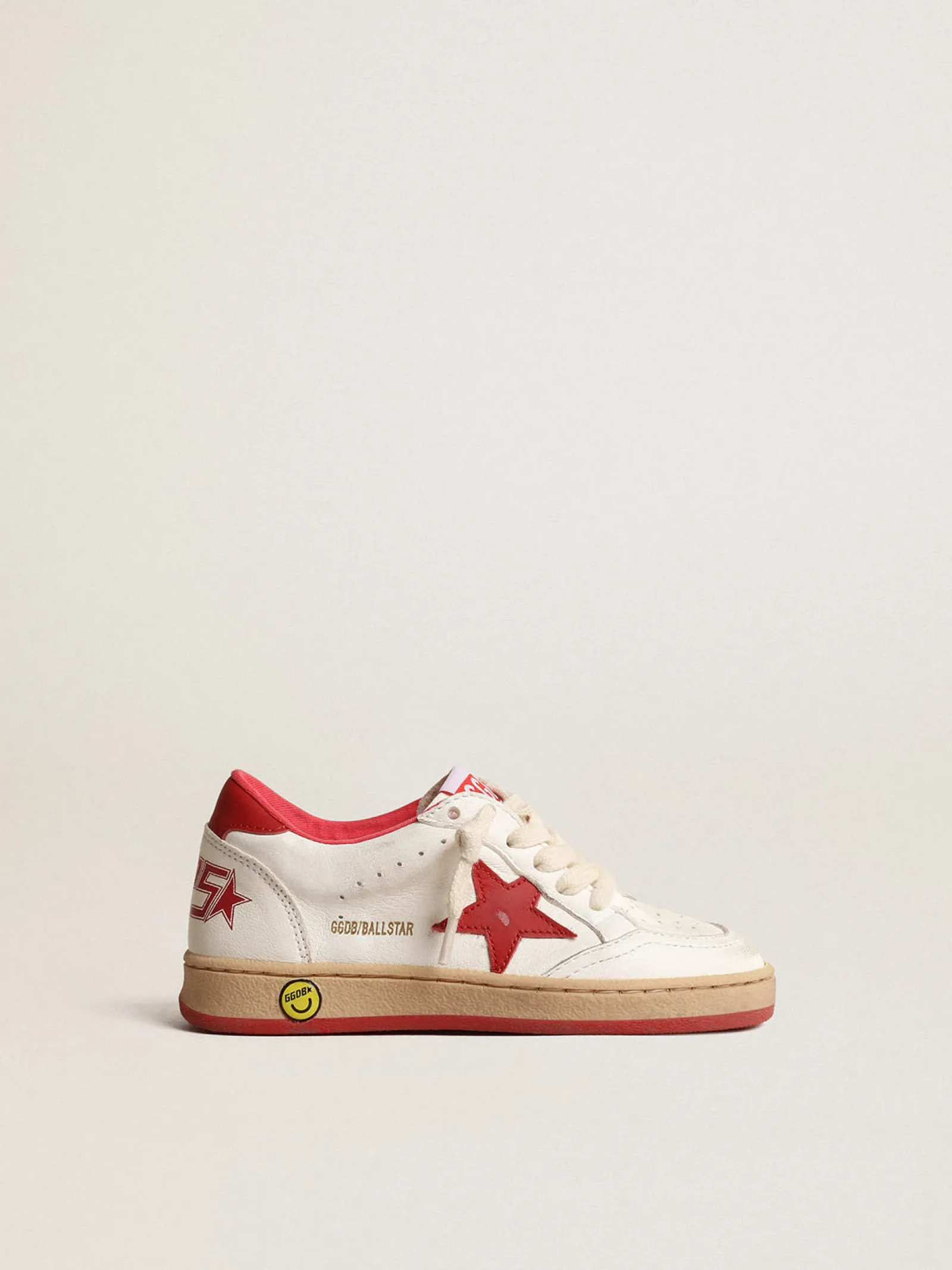Clearance Golden Goose Ball Star Junior de napa com estrela e talão de couro vermelho Cabedal de napa branca