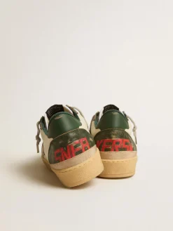 Hot Golden Goose Ball Star LTD com estrela de couro platinado e talão de couro verde Cor: branco sujo