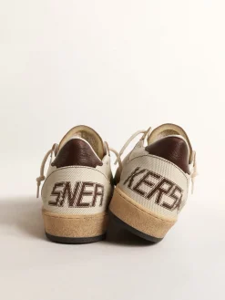 Cheap Golden Goose Ball Star LTD de couro na cor cru e tela branca com estrela marrom Cor: cru