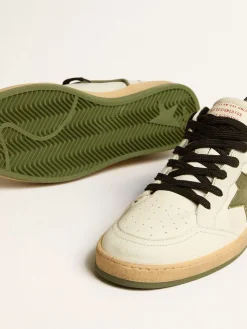 Sale Golden Goose Ball Star LTD de napa com estrela de lona e talão de couro preto Cabedal de napa branca