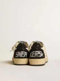 Sale Golden Goose Ball Star LTD de napa e suede com estrela de glitter e talão preto Cabedal de napa branca