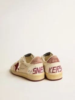 Online Golden Goose Ball Star LTD de náilon com estrela de suede cor de romã e talão de couro Cabedal de náilon bege