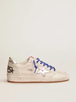 Clearance Golden Goose Ball Star LTD masculino de napa branca com estrela prateada Cabedal de napa branca