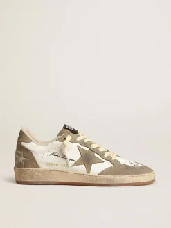 Outlet Golden Goose Ball Star Masculino com estrela e talão de suede havana-rosado Cabedal de napa branca