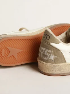 Outlet Golden Goose Ball Star Masculino com estrela e talão de suede havana-rosado Cabedal de napa branca