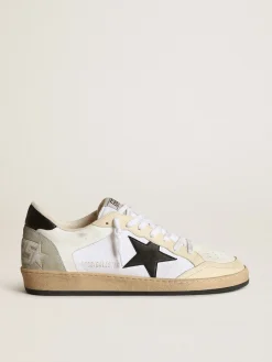 Best Sale Golden Goose Ball Star masculino de lona e couro branco com inserções cor marfim Cabedal de lona branca