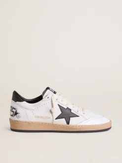 Flash Sale Golden Goose Ball Star masculino de napa branca com estrela preta Cabedal de napa branca
