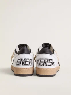 Flash Sale Golden Goose Ball Star masculino de napa branca com estrela preta Cabedal de napa branca