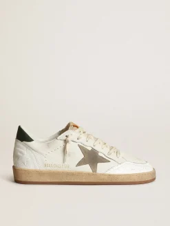 Outlet Golden Goose Ball Star masculino de napa branca com estrela de suede havana-rosado Cabedal de napa branca
