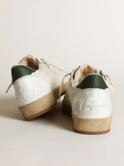 Outlet Golden Goose Ball Star masculino de napa branca com estrela de suede havana-rosado Cabedal de napa branca