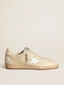 Outlet Golden Goose Ball Star masculino de náilon branco com estrela e talão brancos Cabedal de náilon branco leite