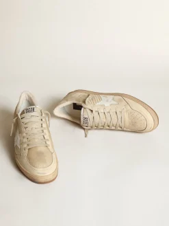 Outlet Golden Goose Ball Star masculino de náilon branco com estrela e talão brancos Cabedal de náilon branco leite