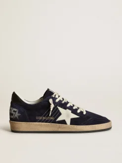 New Golden Goose Ball Star masculino de suede azul-escuro com estrela branca de nubuk Cabedal de suede azul-escuro