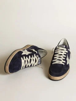 New Golden Goose Ball Star masculino de suede azul-escuro com estrela branca de nubuk Cabedal de suede azul-escuro