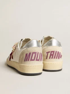 Hot Golden Goose Ball Star Mountain Masculino LTD de couro com estrela de veludo bordô Cabedal de couro branco