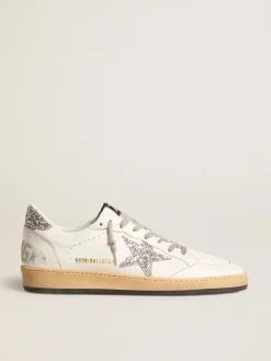 Hot Golden Goose Ball Star Wishes Masculino de napa com estrela e talão com glitter Cabedal de napa branca