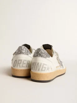 Hot Golden Goose Ball Star Wishes Masculino de napa com estrela e talão com glitter Cabedal de napa branca