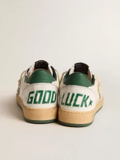 Online Golden Goose Ball Star Wishes Masculino de napa branca com estrela e talão de couro verde Cabedal de napa branca