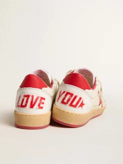 Fashion Golden Goose Ball Star Wishes Masculino de couro branco com estrela e talão vermelhos Cabedal de napa branca