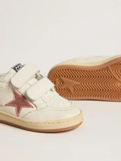 Store Golden Goose Ball Star Young de napa com estrela e talão de glitter rosa pêssego Cabedal de napa branca