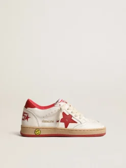 Clearance Golden Goose Ball Star Young de napa com estrela e talão de couro vermelho Cabedal de napa branca