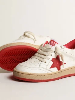 Clearance Golden Goose Ball Star Young de napa com estrela e talão de couro vermelho Cabedal de napa branca