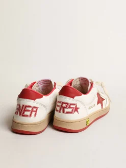 Clearance Golden Goose Ball Star Young de napa com estrela e talão de couro vermelho Cabedal de napa branca