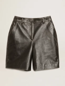 Hot Golden Goose Bermuda de couro preto com efeito usado Cor: preto