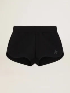 Discount Golden Goose Bermuda feminina preta com estrela tom sobre tom Cor: preto