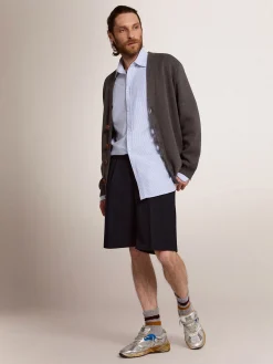 Best Sale Golden Goose Bermuda masculina de lã azul-escura Cor: azul-escuro
